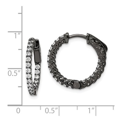 Sterling Silver 19mm CZ Inside-Out Hoop Earrings – view 5