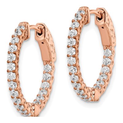Rose Gold-Plated Sterling Silver 19mm CZ Inside-Out Hoop Earrings – view 3
