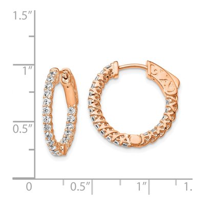 Rose Gold-Plated Sterling Silver 19mm CZ Inside-Out Hoop Earrings – view 5