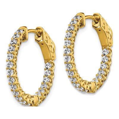 Gold-Plated Sterling Silver 19mm CZ Inside-Out Hoop Earrings – view 3