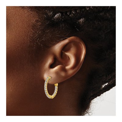 Gold-Plated Sterling Silver 19mm CZ Inside-Out Hoop Earrings – view 4