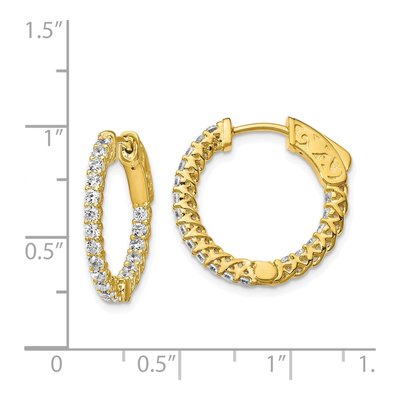 Gold-Plated Sterling Silver 19mm CZ Inside-Out Hoop Earrings – view 5