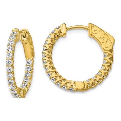Gold-Plated Sterling Silver 19mm CZ Inside-Out Hoop Earrings