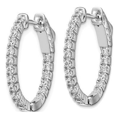 Sterling Silver 23mm CZ Inside-Out Oval Hoop Earrings – view 3
