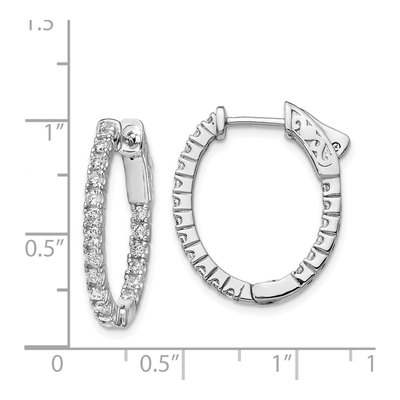Sterling Silver 23mm CZ Inside-Out Oval Hoop Earrings – view 5