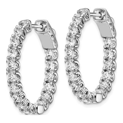 Sterling Silver 29mm CZ Inside-Out Hoop Earrings – view 3
