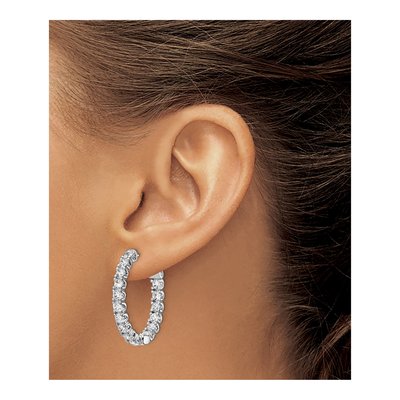 Sterling Silver 29mm CZ Inside-Out Hoop Earrings – view 4