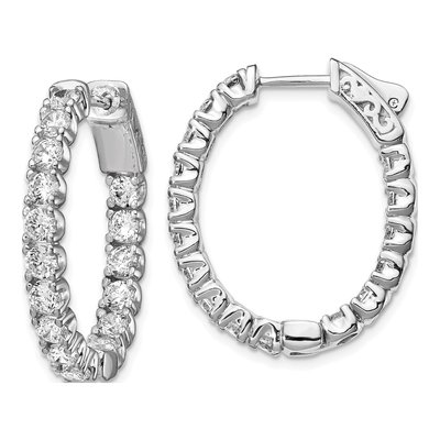 Sterling Silver 29mm CZ Inside-Out Hoop Earrings