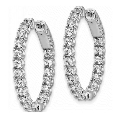 Sterling Silver 27mm CZ Inside-Out Oval Hoop Earrings – view 3