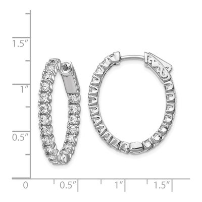 Sterling Silver 27mm CZ Inside-Out Oval Hoop Earrings – view 5