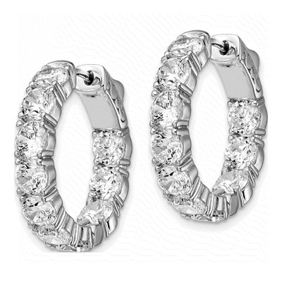 Sterling Silver 23mm CZ In-Out Hoop Earrings – view 3