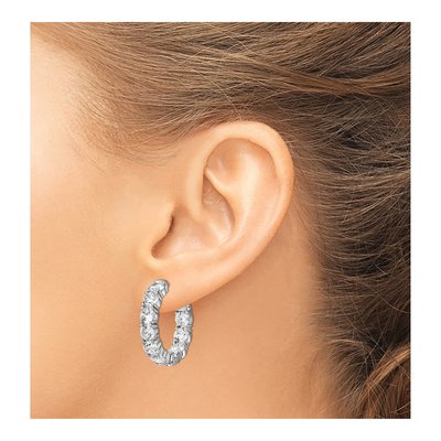 Sterling Silver 23mm CZ In-Out Hoop Earrings – view 4