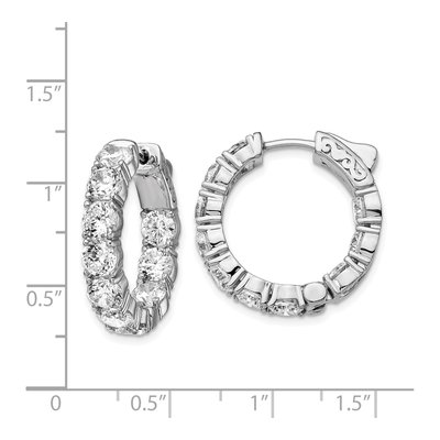 Sterling Silver 23mm CZ In-Out Hoop Earrings – view 5