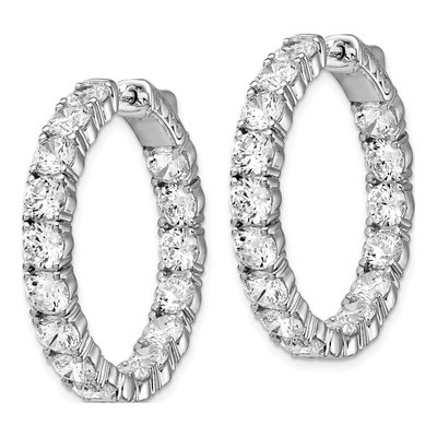 Sterling Silver 32mm CZ Inside-Out Hoop Earrings – view 3
