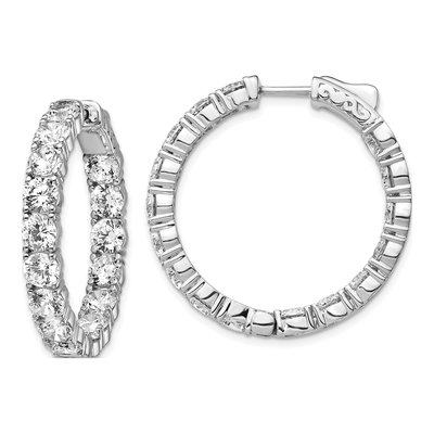 Sterling Silver 32mm CZ Inside-Out Hoop Earrings