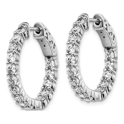 Sterling Silver 21mm CZ Inside-Out Hoop Earrings – view 3