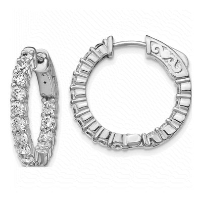 Sterling Silver 21mm CZ Inside-Out Hoop Earrings