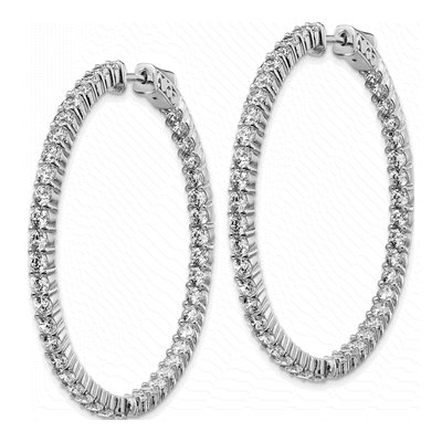 Sterling Silver 44mm CZ Inside-Out Hoop Earrings – view 3