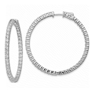 Sterling Silver 44mm CZ Inside-Out Hoop Earrings