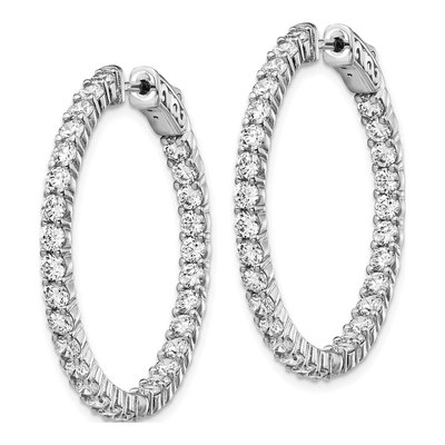 Sterling Silver 34mm CZ Inside-Out Hoop Earrings – view 3