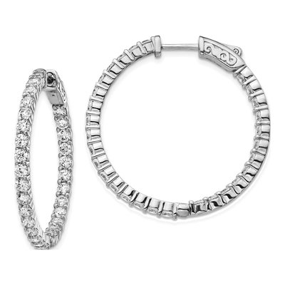 Sterling Silver 34mm CZ Inside-Out Hoop Earrings