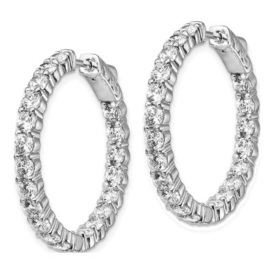 Sterling Silver 29mm CZ Inside-Out Hoop Earrings – view 3