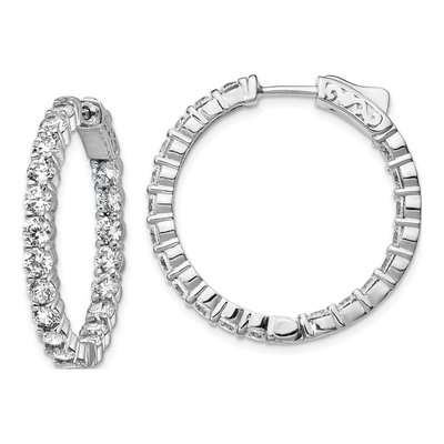 Sterling Silver 29mm CZ Inside-Out Hoop Earrings