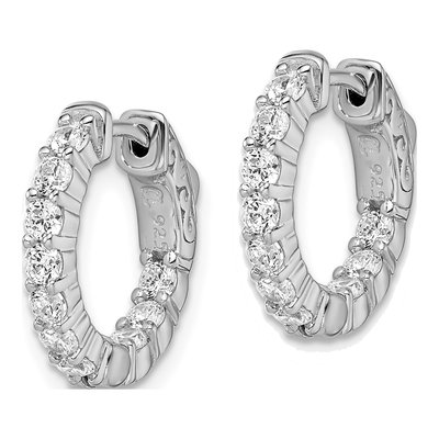 Sterling Silver 16mm CZ Inside-Out Hoop Earrings – view 3