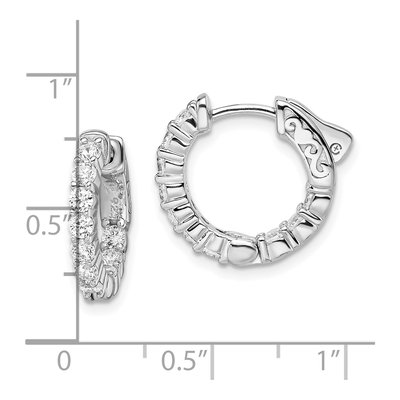 Sterling Silver 16mm CZ Inside-Out Hoop Earrings – view 5