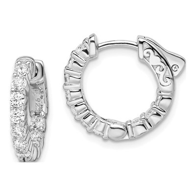 Sterling Silver 16mm CZ Inside-Out Hoop Earrings