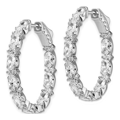 Sterling Silver 30mm CZ Inside-Out Hoop Earrings – view 3