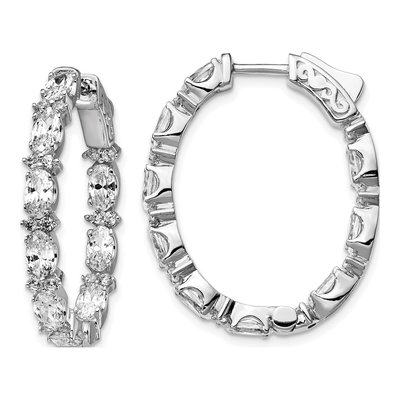 Sterling Silver 30mm CZ Inside-Out Hoop Earrings