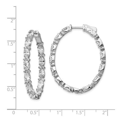 Sterling Silver 38mm CZ Inside-Out Oval Hoop Earrings – view 5