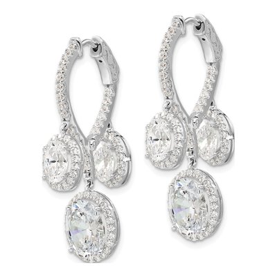 Sterling Silver CZ Fancy Inside-Out Dangle Earrings – view 2