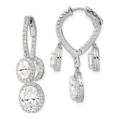 Sterling Silver CZ Fancy Inside-Out Dangle Earrings