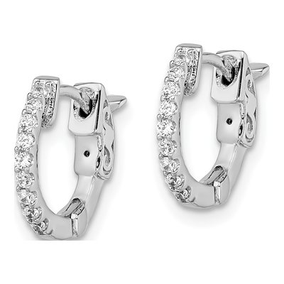 Sterling Silver 12mm CZ Huggie Hoop Earrings – view 3