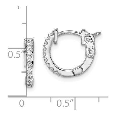 Sterling Silver 12mm CZ Huggie Hoop Earrings – view 5