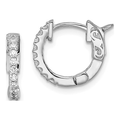 Sterling Silver 12mm CZ Huggie Hoop Earrings