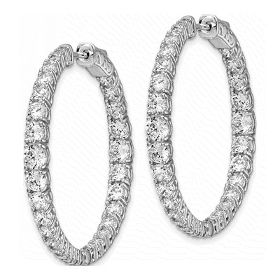 Sterling Silver 38mm CZ Inside-Out Hoop Earrings – view 3