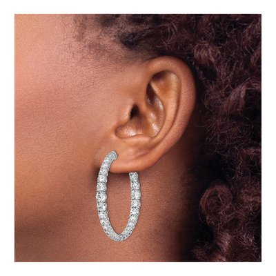 Sterling Silver 38mm CZ Inside-Out Hoop Earrings – view 4