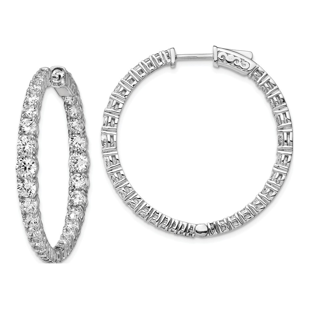 Sterling Silver 38mm CZ Inside-Out Hoop Earrings