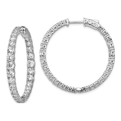 Sterling Silver 38mm CZ Inside-Out Hoop Earrings