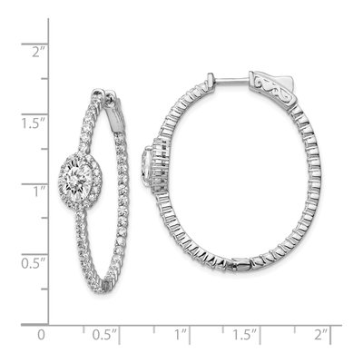 Sterling Silver 36mm CZ Inside-Out Oval Hoop Earrings – view 5