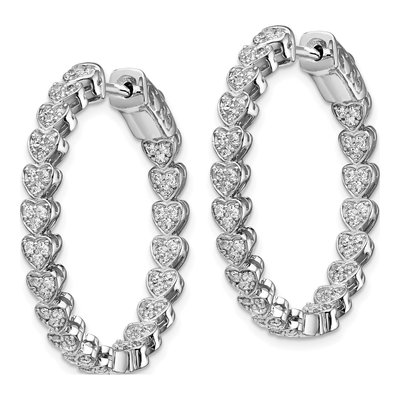 Sterling Silver 30mm CZ Inside-Out Hoop Earrings – view 3