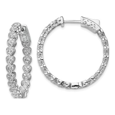 Sterling Silver 30mm CZ Inside-Out Hoop Earrings