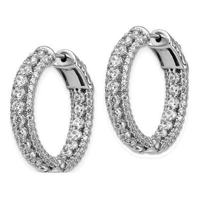 Sterling Silver 24mm CZ Inside-Out Hoop Earrings – view 3