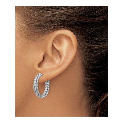 Sterling Silver 24mm CZ Inside-Out Hoop Earrings – view 4