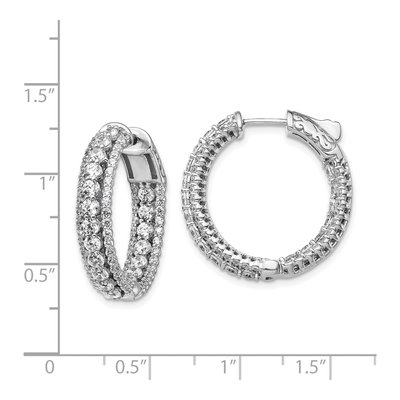 Sterling Silver 24mm CZ Inside-Out Hoop Earrings – view 5