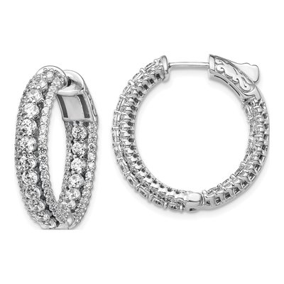Sterling Silver 24mm CZ Inside-Out Hoop Earrings