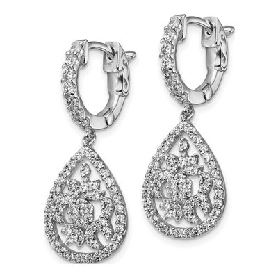 Sterling Silver CZ Teardrop Dangle Earrings – view 3